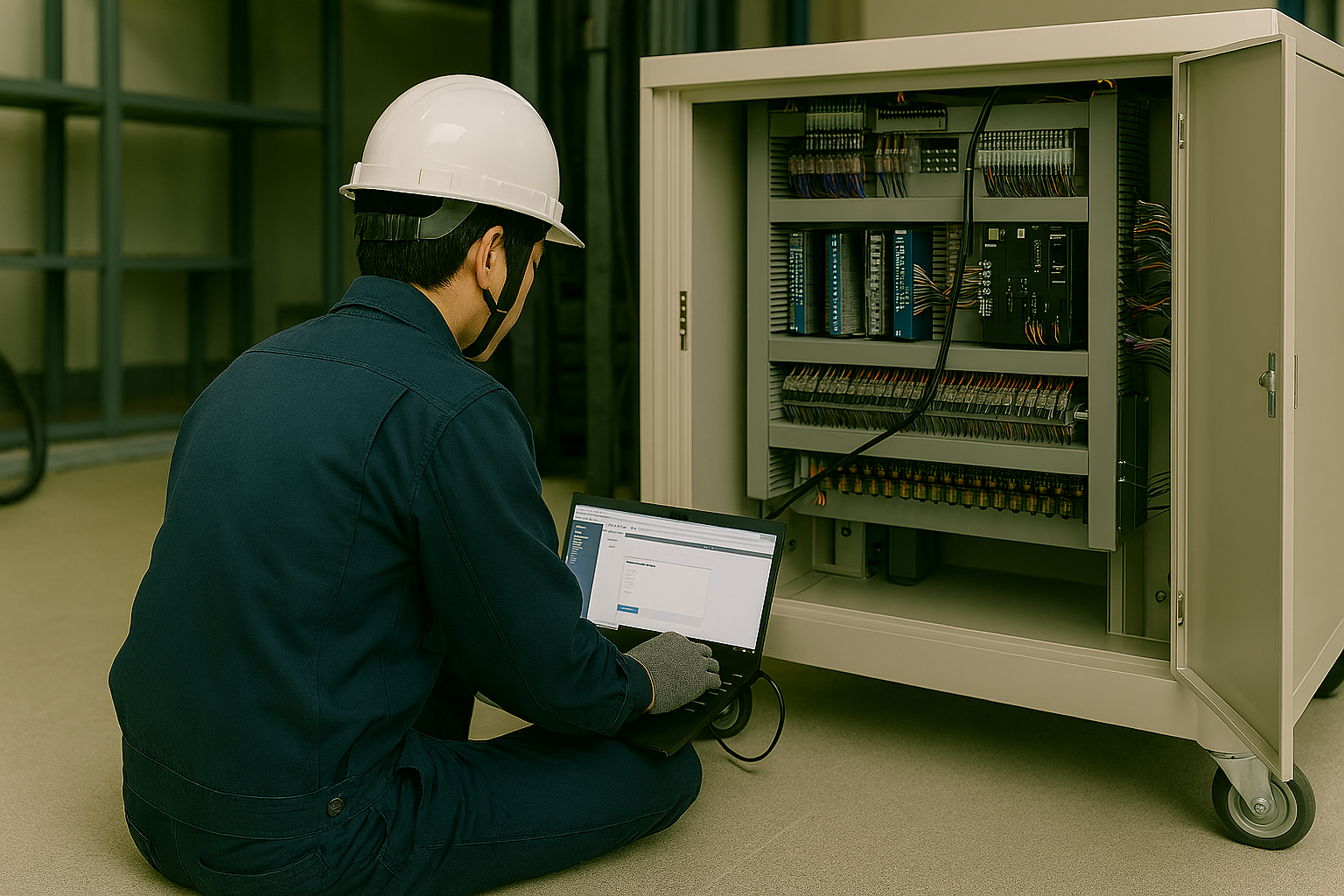 試運転調整（制御盤前）